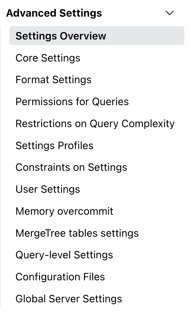 Cloud settings sidebar - Zoomed