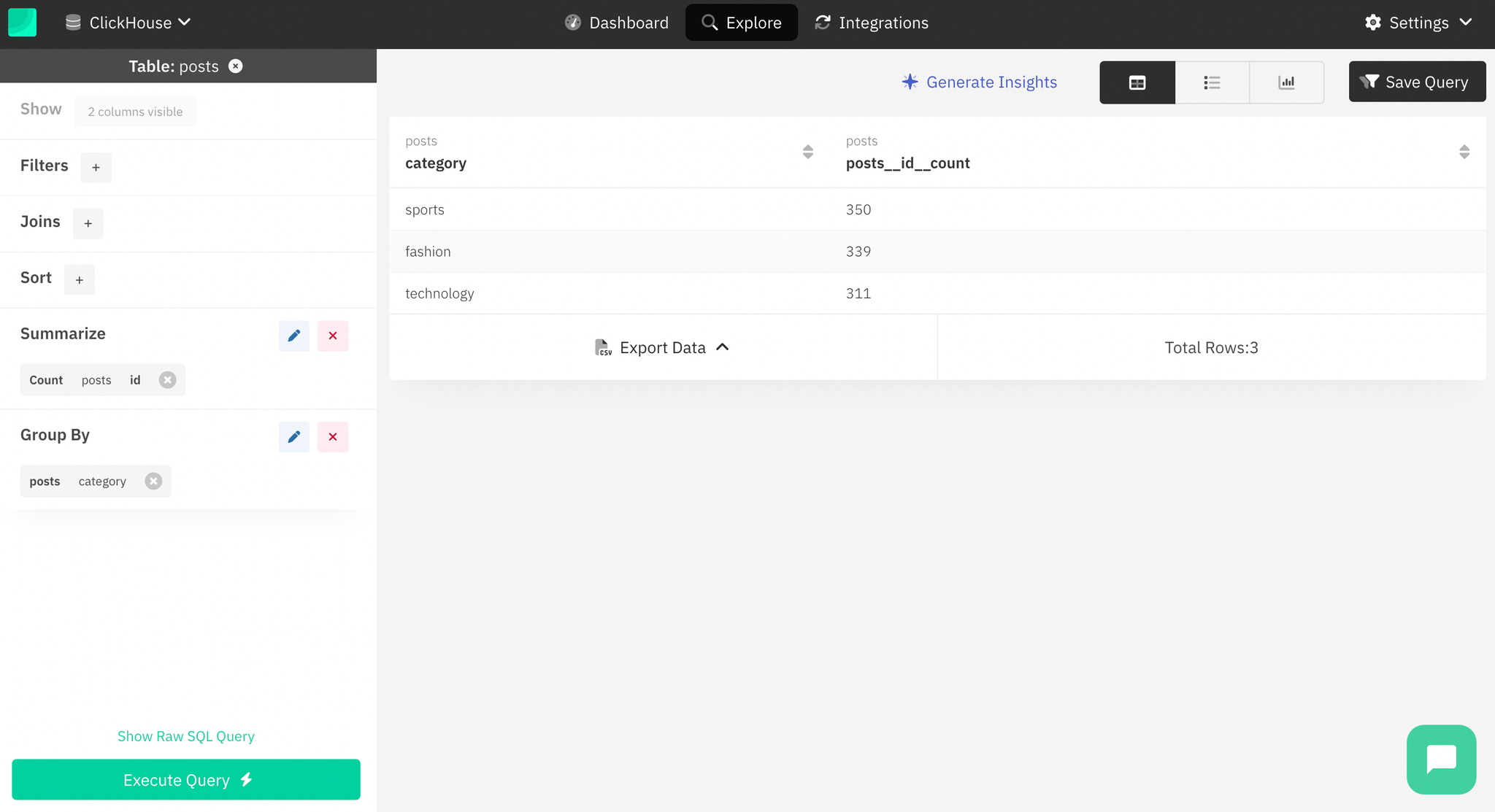 Draxlr data exploration interface showing filters and sorting options - Zoomed